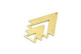 Brass Triangle Charm, 4 Raw Brass Tree Charms With 1 Hole (47x33x1mm) M01220