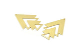 Brass Triangle Charm, 4 Raw Brass Tree Charms With 1 Hole (47x33x1mm) M01220
