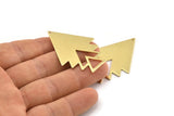 Brass Triangle Charm, 4 Raw Brass Tree Charms With 1 Hole (47x33x1mm) M01218