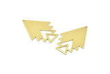 Brass Triangle Charm, 4 Raw Brass Tree Charms With 1 Hole (47x33x1mm) M01218