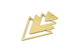 Brass Triangle Charm, 4 Raw Brass Tree Charms With 1 Hole (47x33x1mm) M01225