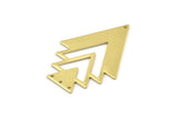 Brass Triangle Charm, 4 Raw Brass Tree Charms With 4 Holes (47x33x1mm) M01226