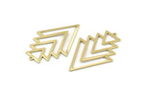 Brass Triangle Charm, 4 Raw Brass Tree Charms With 1 Loop (49x33x1mm) M01234