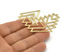 Brass Triangle Charm, 4 Raw Brass Tree Charms With 1 Loop (49x33x1mm) M01234