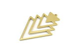 Brass Triangle Charm, 4 Raw Brass Tree Charms With 1 Loop (49x33x1mm) M01223