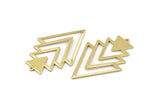 Brass Triangle Charm, 4 Raw Brass Tree Charms With 1 Loop (49x33x1mm) M01223