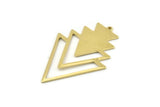 Brass Triangle Charm, 4 Raw Brass Tree Charms With 1 Loop (49x33x1mm) M01232