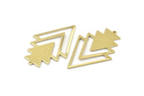 Brass Triangle Charm, 4 Raw Brass Tree Charms With 1 Loop (49x33x1mm) M01232
