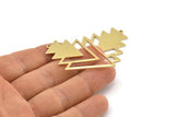 Brass Triangle Charm, 4 Raw Brass Tree Charms With 1 Loop (49x33x1mm) M01232