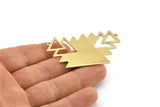 Brass Triangle Charm, 4 Raw Brass Tree Charms With 1 Loop (49x33x1mm) M01233