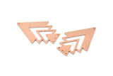Copper Triangle Charm, 4 Raw Copper Tree Charms With 4 Holes (47x33x1mm) M01260