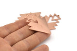 Copper Triangle Charm, 4 Raw Copper Tree Charms With 1 Loop (49x33x1mm) M01254