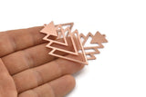 Copper Triangle Charm, 4 Raw Copper Tree Charms With 1 Loop (49x33x1mm) M01266