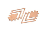Copper Triangle Charm, 4 Raw Copper Tree Charms With 1 Loop (49x33x1mm) M01261
