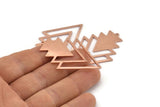 Copper Triangle Charm, 4 Raw Copper Tree Charms With 1 Loop (49x33x1mm) M01261