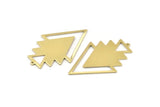Brass Triangle Charm, 4 Raw Brass Tree Charms With 1 Loop (49x33x1mm) M01229