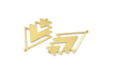 Brass Triangle Charm, 4 Raw Brass Tree Charms With 2 Loops (51x33x1mm) M01219