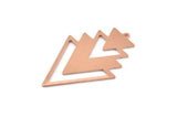 Copper Triangle Charm, 4 Raw Copper Tree Charms With 1 Loop (49x33x1mm) M01255