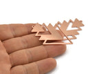 Copper Triangle Charm, 4 Raw Copper Tree Charms With 1 Loop (49x33x1mm) M01255