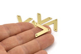 Brass V Shape, 24 Raw Brass V Shaped Charms With 3 Holes (22x18x1mm) M01246