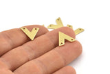 Brass V Shape, 24 Raw Brass V Shaped Charms With 2 Holes (15x13x1mm) M01241