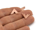 Copper V Shape, 24 Raw Copper V Shaped Charms With 2 Holes (15x13x1mm) M01273