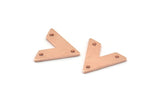 Copper V Shape, 24 Raw Copper V Shaped Charms With 3 Holes (15x13x1mm) M01274