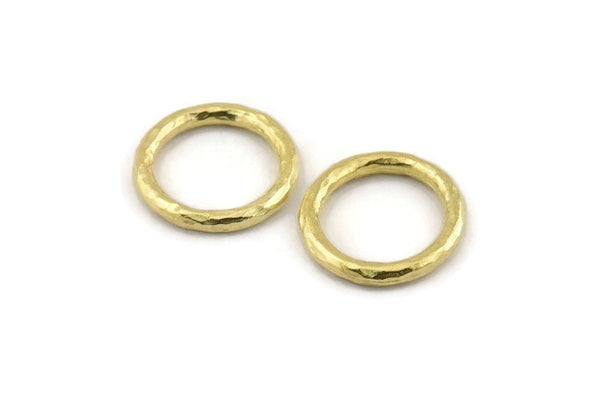 Brass Ring, 2 Hammered Raw Brass Rings, Connectors (22x3mm) N1500