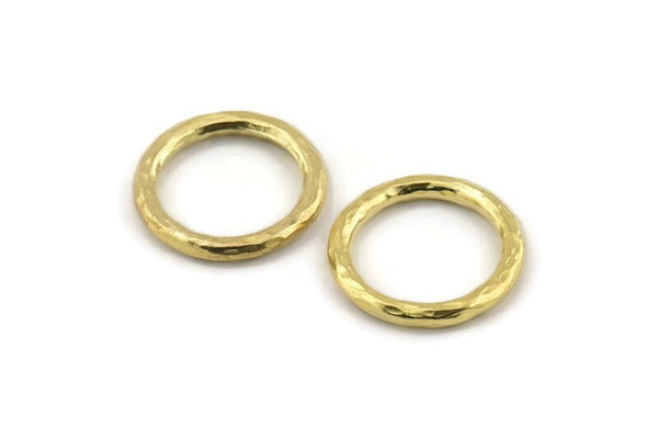 Brass Ring, 2 Hammered Raw Brass Rings, Connectors (23x3mm) N1501
