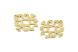 Brass Charm, 4 Raw Brass - Carpet Pattern - Charm Pendant -  Brass Rug Pattern Charms With 1 Loop - Findings (30x29x1.2mm) N1493
