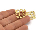 Brass Charm, 4 Raw Brass - Carpet Pattern - Charm Pendant -  Brass Rug Pattern Charms With 1 Loop - Findings (30x29x1.2mm) N1493