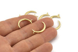 Brass Moon Charm, 10 Raw Brass Crescent Moon With 1 Loop, Earrings (22x2x1.5mm) N1491
