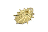 Brass Badge Charm, Raw Brass Rosette Pendants With 1 Loop - Pad Size 4mm (33x24mm) N1490