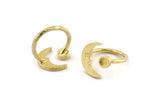 Brass Ring Settings, Raw Brass Moon And Planet Ring With 1 Stone Setting - Pad Size 4mm N1496