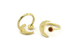 Brass Ring Settings, 10 Raw Brass Moon And Planet Ring With 1 Stone Setting - Pad Size 4mm N1496