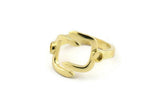 Brass Ring Setting, Raw Brass Adjustable Rings With 1 Stone Settings - Pad Size 3mm N1499