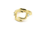 Brass Ring Setting, Raw Brass Adjustable Rings With 1 Stone Settings - Pad Size 3mm N1499