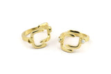 Brass Ring Setting, 10 Raw Brass Adjustable Rings With 1 Stone Settings - Pad Size 3mm N1499