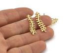 Brass Leaf Earring, 6 Raw Brass Leaf Stud Earrings, Findings (30x7x1.2mm) N1506