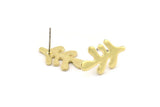 Brass Leaf Earring, 6 Raw Brass Leaf Stud Earrings, Findings (21x12x1.2mm) N1505