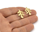Brass Leaf Earring, 6 Raw Brass Leaf Stud Earrings, Findings (21x12x1.2mm) N1505