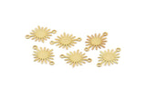 Gold Sunny Connector, 24 Textured Gold Plated Brass Sunny Connectors With 2 Loops (18x13x0.50mm) D0733 Q1119