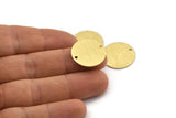 Pirinç Yuvarlak Charm, 2 Delikli 12 Dokulu Ham Pirinç Yuvarlak Bağlantı Parçası, Boşluklar (20x0,70 mm) M01369