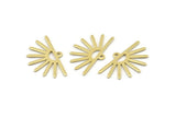 Brass Sun Charm, 24 Raw Brass Sun Charms With 1 Loop (25x16x0.70mm) M01392