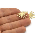 Brass Sun Charm, 24 Raw Brass Sun Charms With 2 Loops (25x17x0.70mm) M01394