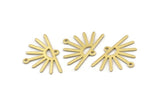 Brass Sun Charm, 24 Textured Raw Brass Sun Charms With 2 Loops (25x17x0.70mm) M01401