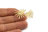 Brass Sun Charm, 24 Textured Raw Brass Sun Charms With 2 Loops (25x17x0.70mm) M01401