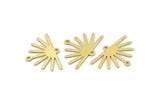 Brass Sun Charm, 24 Textured Raw Brass Sun Charms With 2 Loops (25x17x0.70mm) M01400