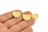Brass D Shape,  24 Raw Brass D Shape Charms With 4 Holes, Brass Blanks (16x17x0.50mm) M1046