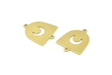 Brass Moon Charm, 24 Raw Brass D Shape Charms With 2 Loops (21x17x0.50mm) M1060